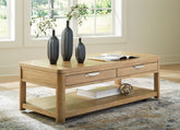 Bay Furniture Gallery - Ashley Furniture - Rencott Coffee Table - Rectangular Cocktail Table / Light Brown - T781-1